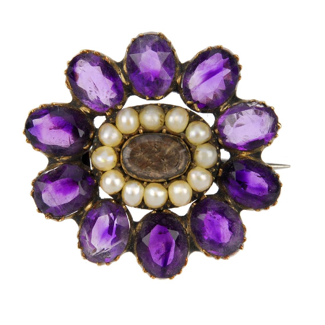 An early Victorian amethyst and split pearl memorial (1 of 2)