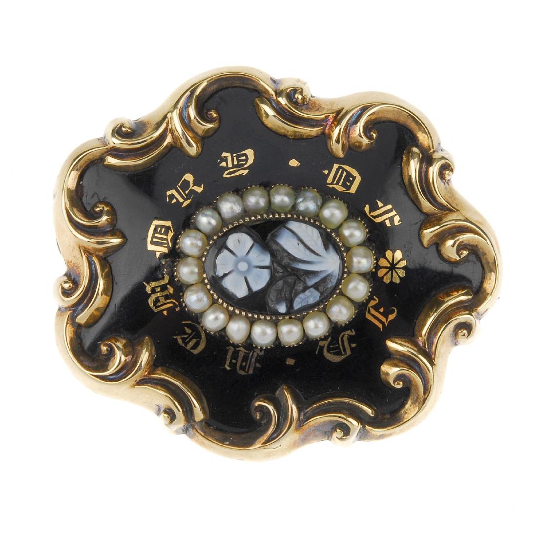 A late Victorian gold split pearl and enamel memorial (1 of 2)