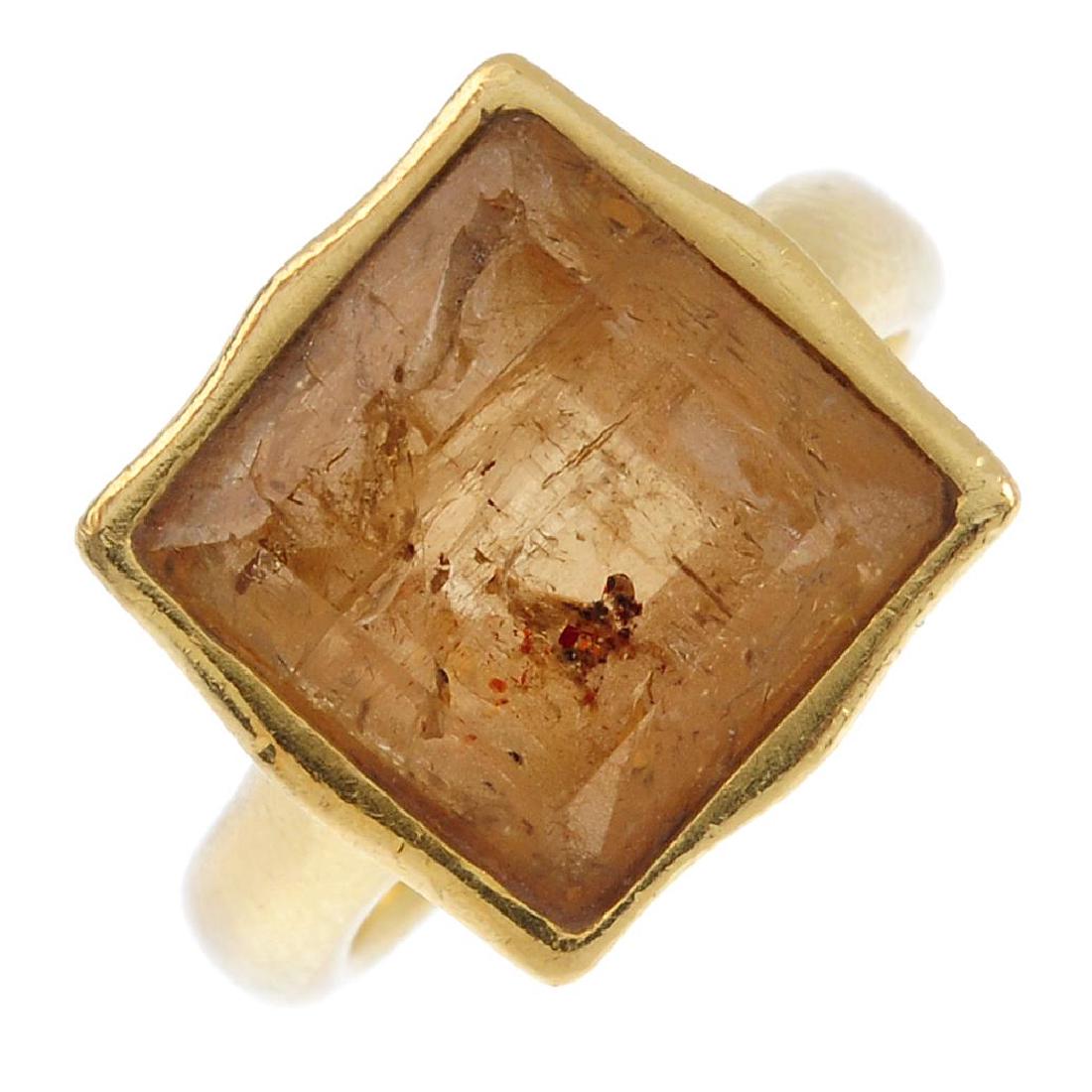 A topaz and diamond dress ring. The square-shape (1 of 5)