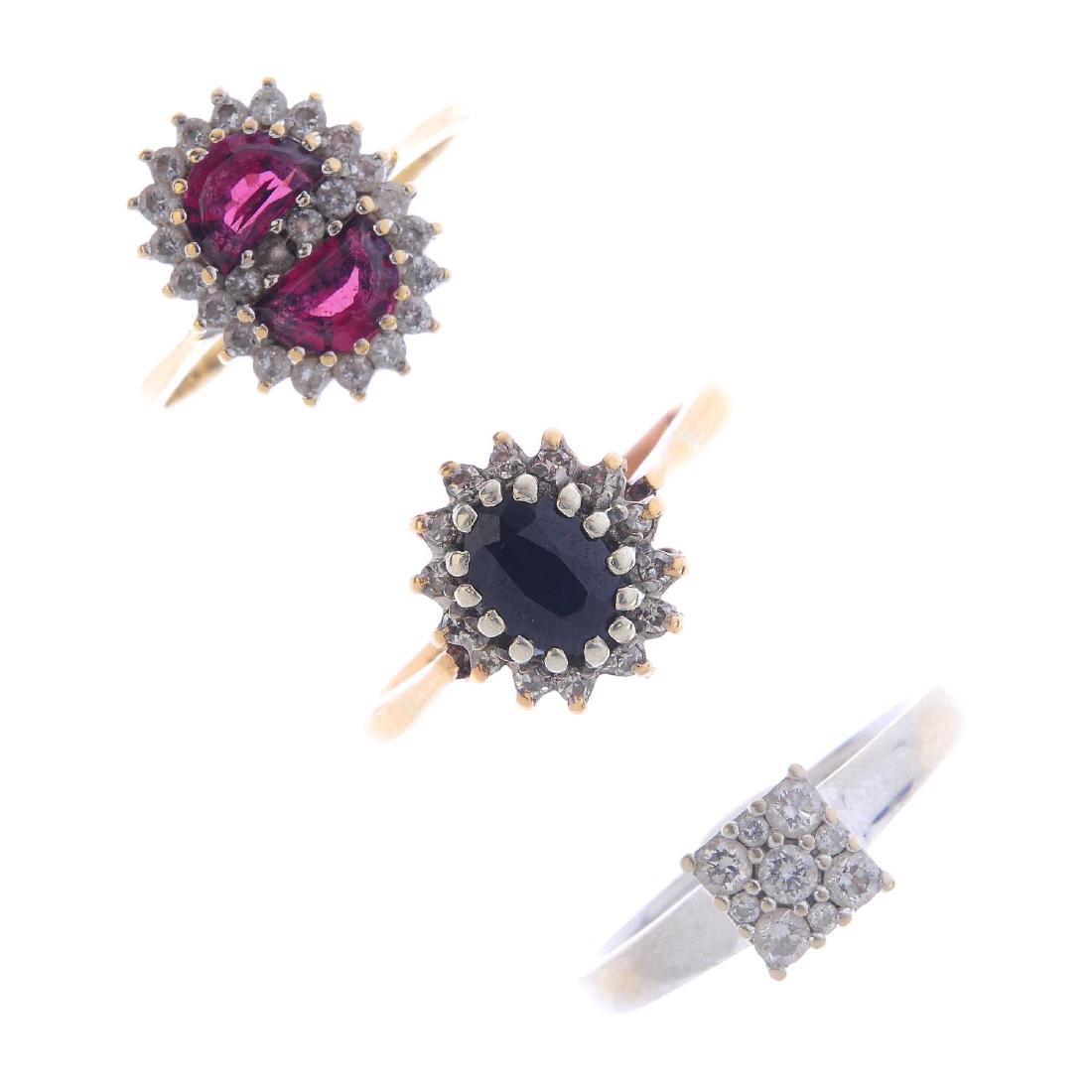 Three diamond, cubic zirconia and gem-set cluster (1 of 3)