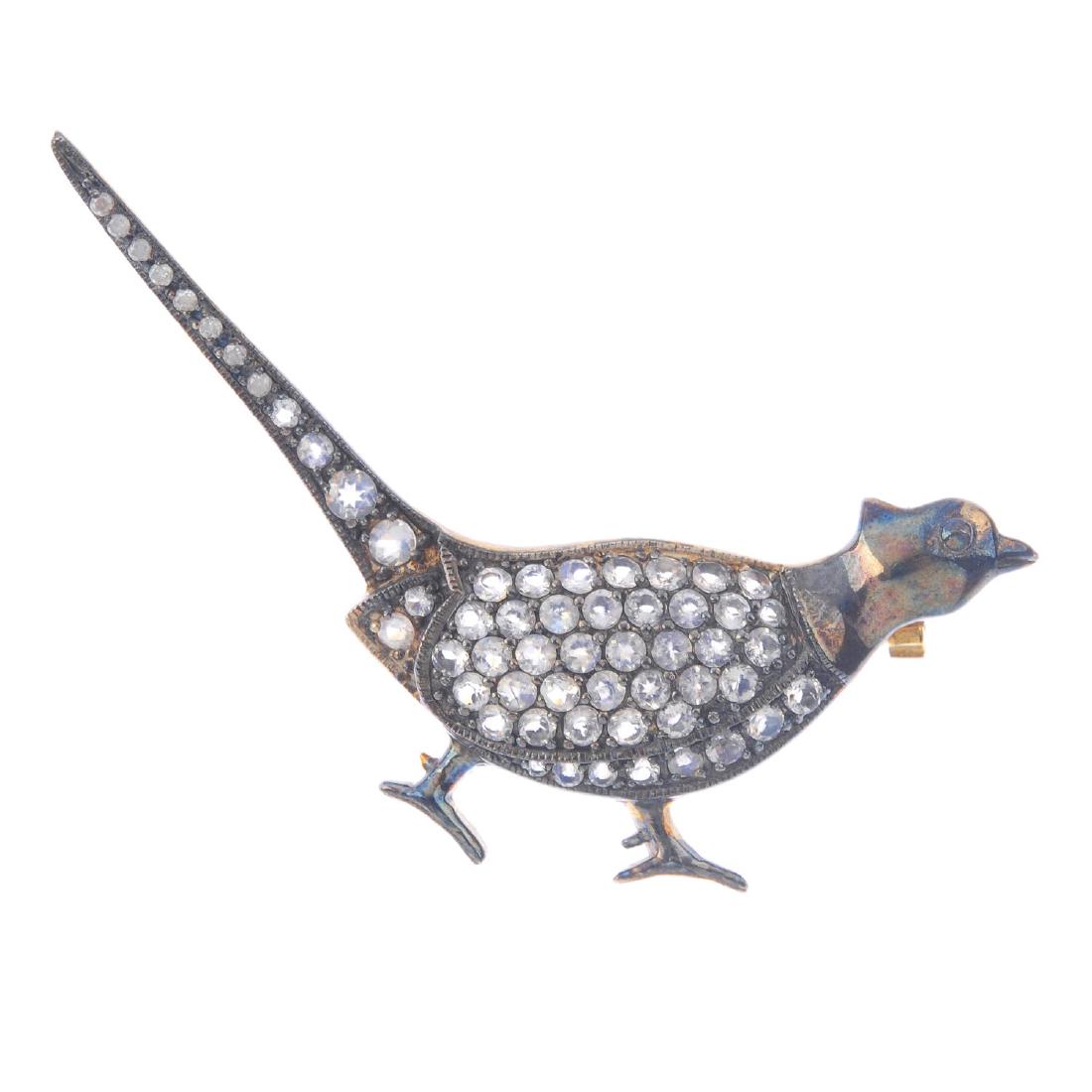 A gem-set bird brooch. The pheasant, set throughout (1 of 2)
