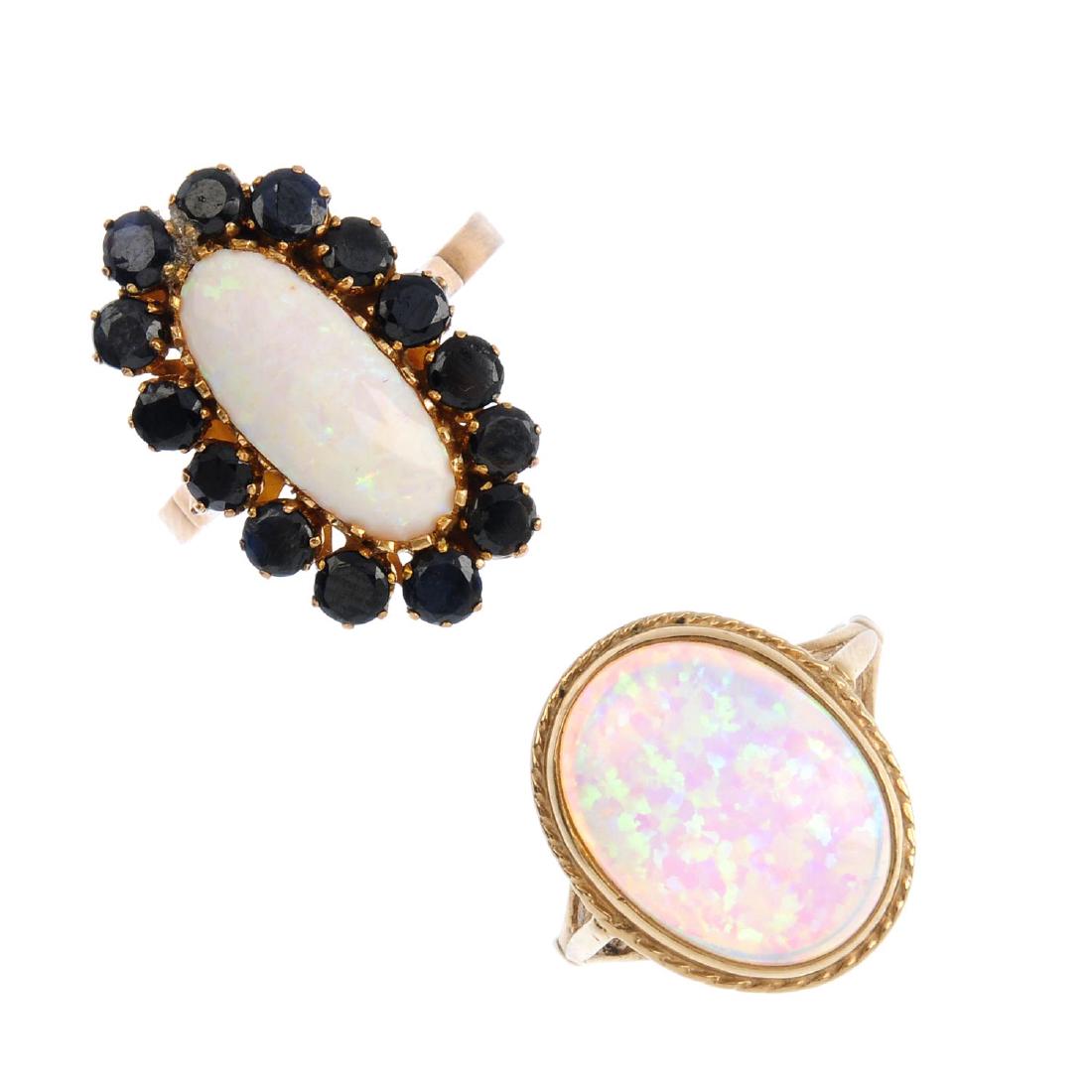 Two gem-set rings. To include an opal and sapphire (1 of 3)
