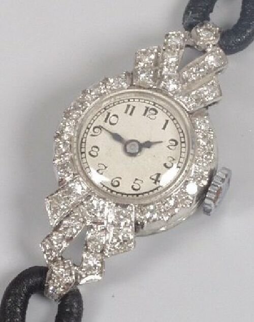 A lady's Art Deco diamond set watch wit