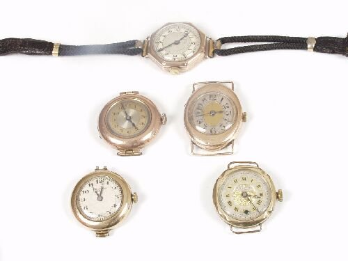 Four 9ct gold early 20th Century lady's