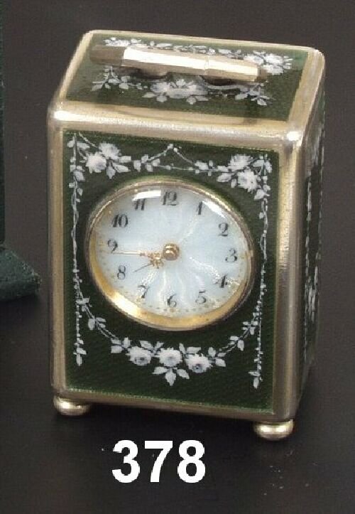 A miniature silver and enamel cased 8 d