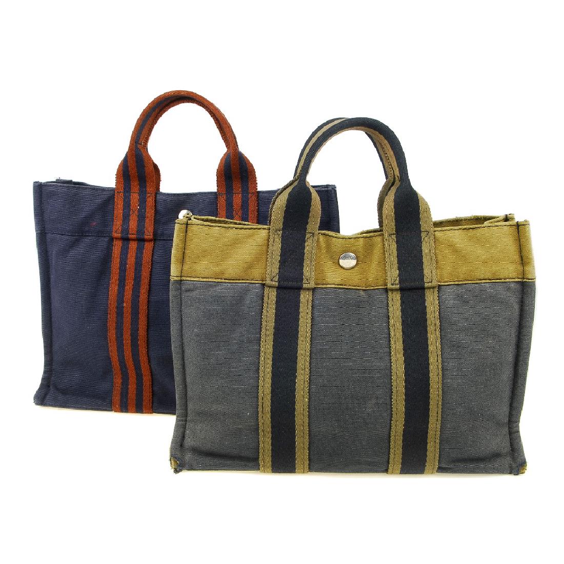 HERMÈS - two small Fourre Tout canvas handbags. To (1 of 3)