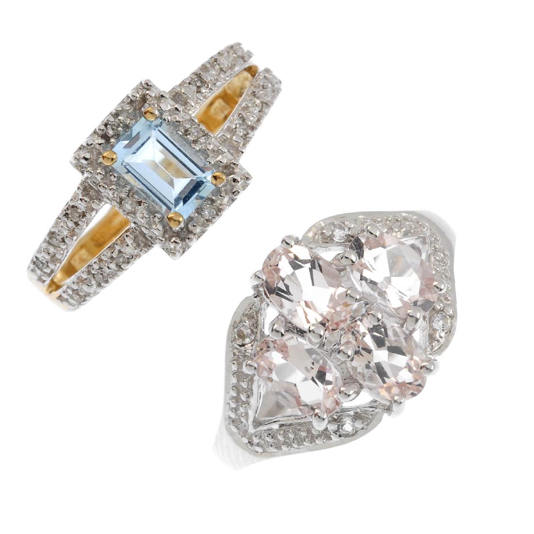 Two gem-set and diamond rings. To include a 9ct gold (1 of 3)