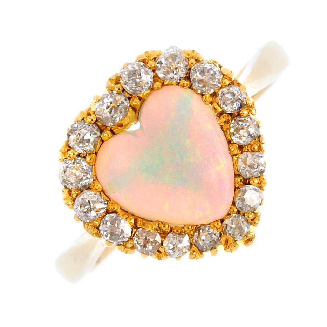 An early 20th century gold, opal and diamond cluster (1 of 4)