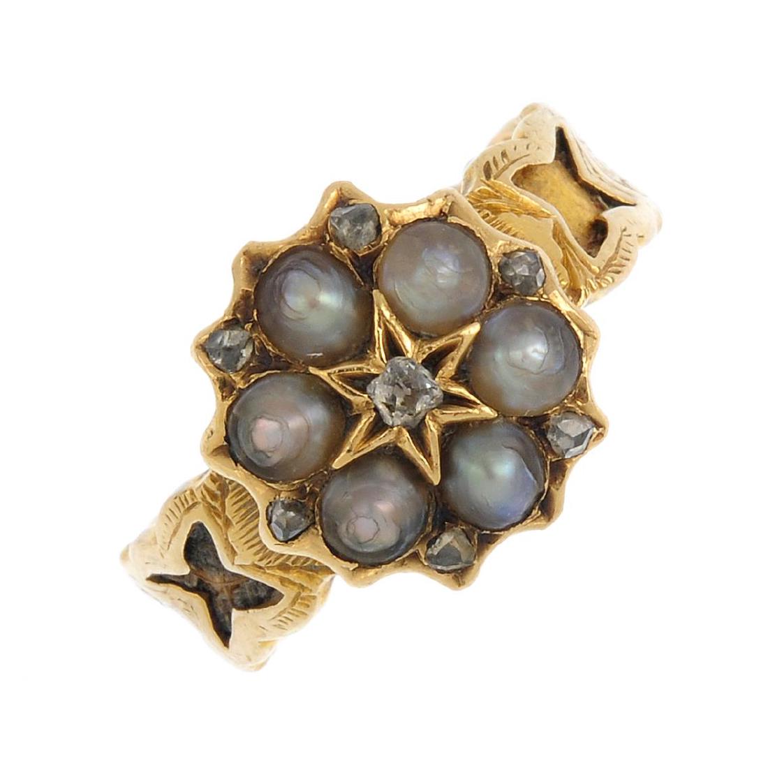 A mid Victorian 18ct gold diamond and split pearl (1 of 3)