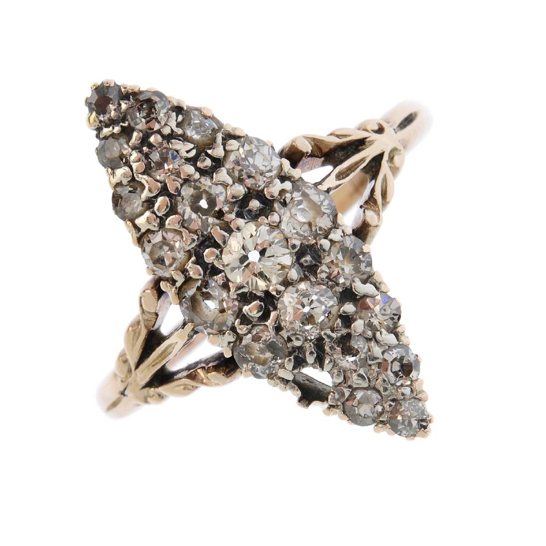 A diamond cluster ring. Of marquise-outline, the (1 of 3)