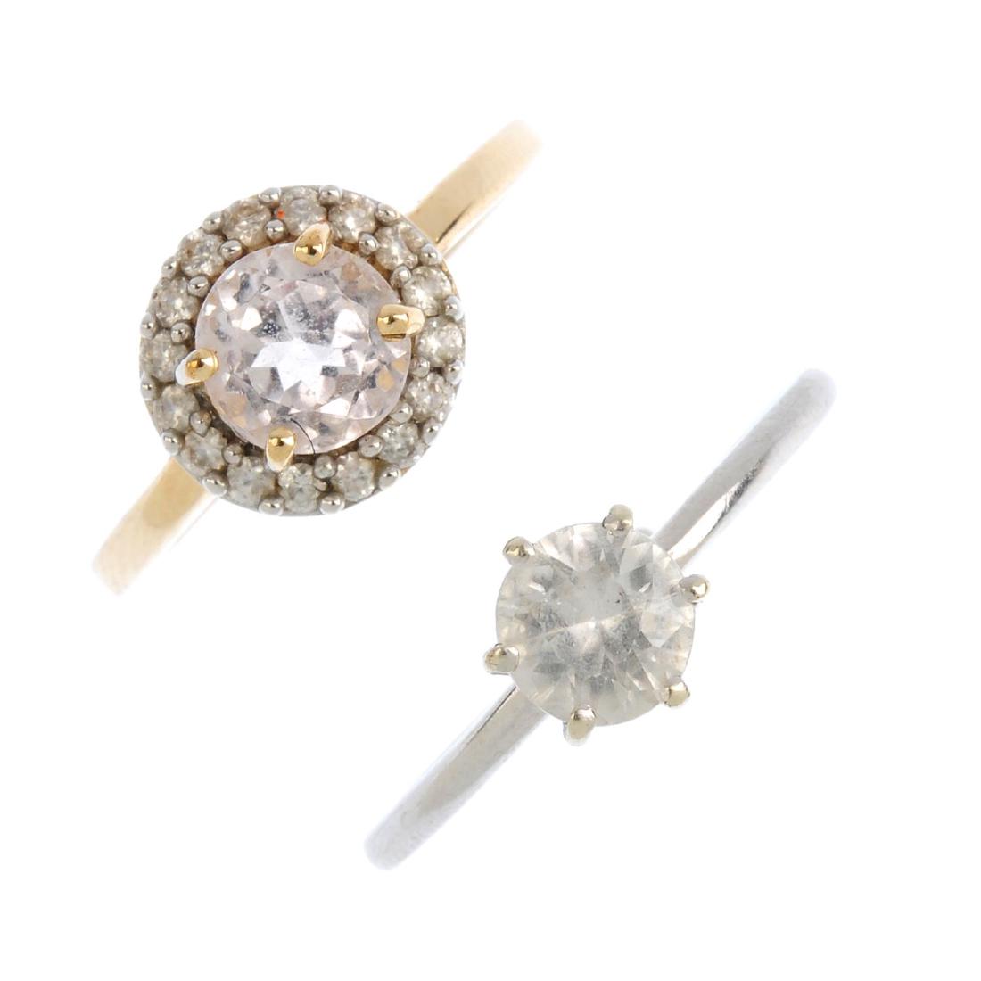 Four gem-set rings. To include a 9ct gold synthetic (1 of 3)