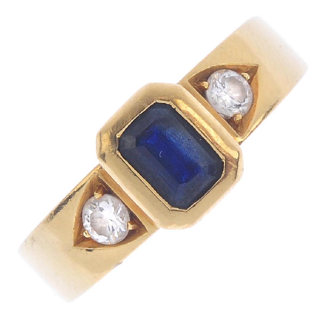 A sapphire and diamond ring. Designed as a (1 of 3)