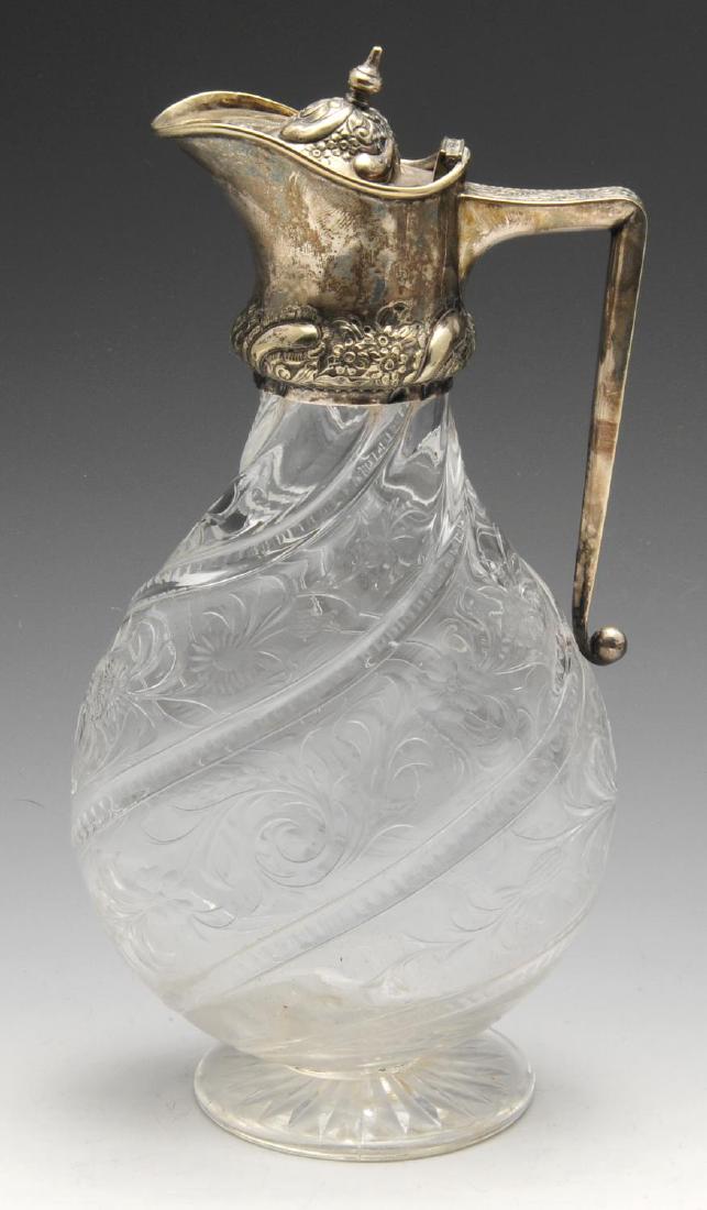 A silver plated and clear glass claret jug, the (1 of 3)