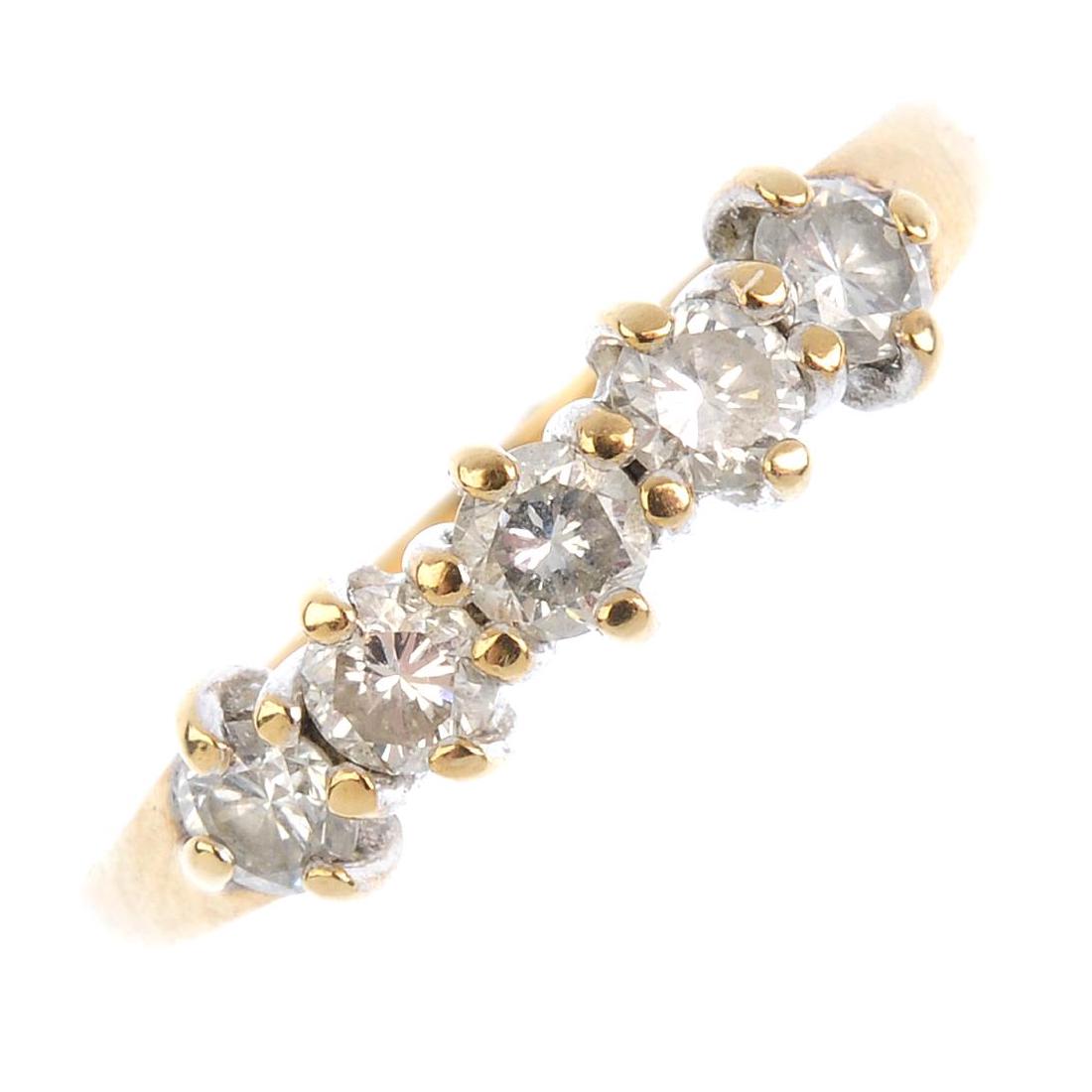 A diamond five-stone ring and a pair of diamond (1 of 4)