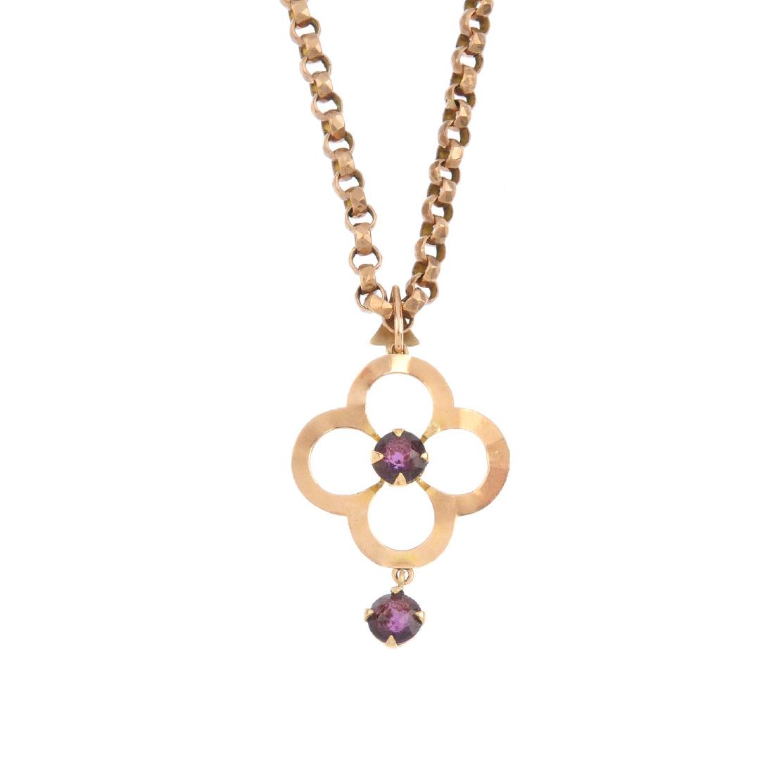 An early 20th century 9ct gold paste pendant. The (1 of 3)