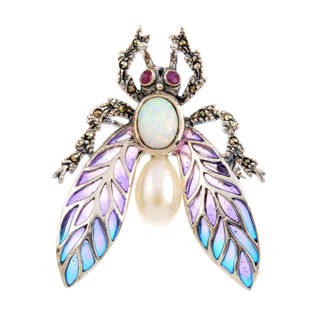 A gem-set and plique-a-jour enamel novelty pendant. (1 of 2)