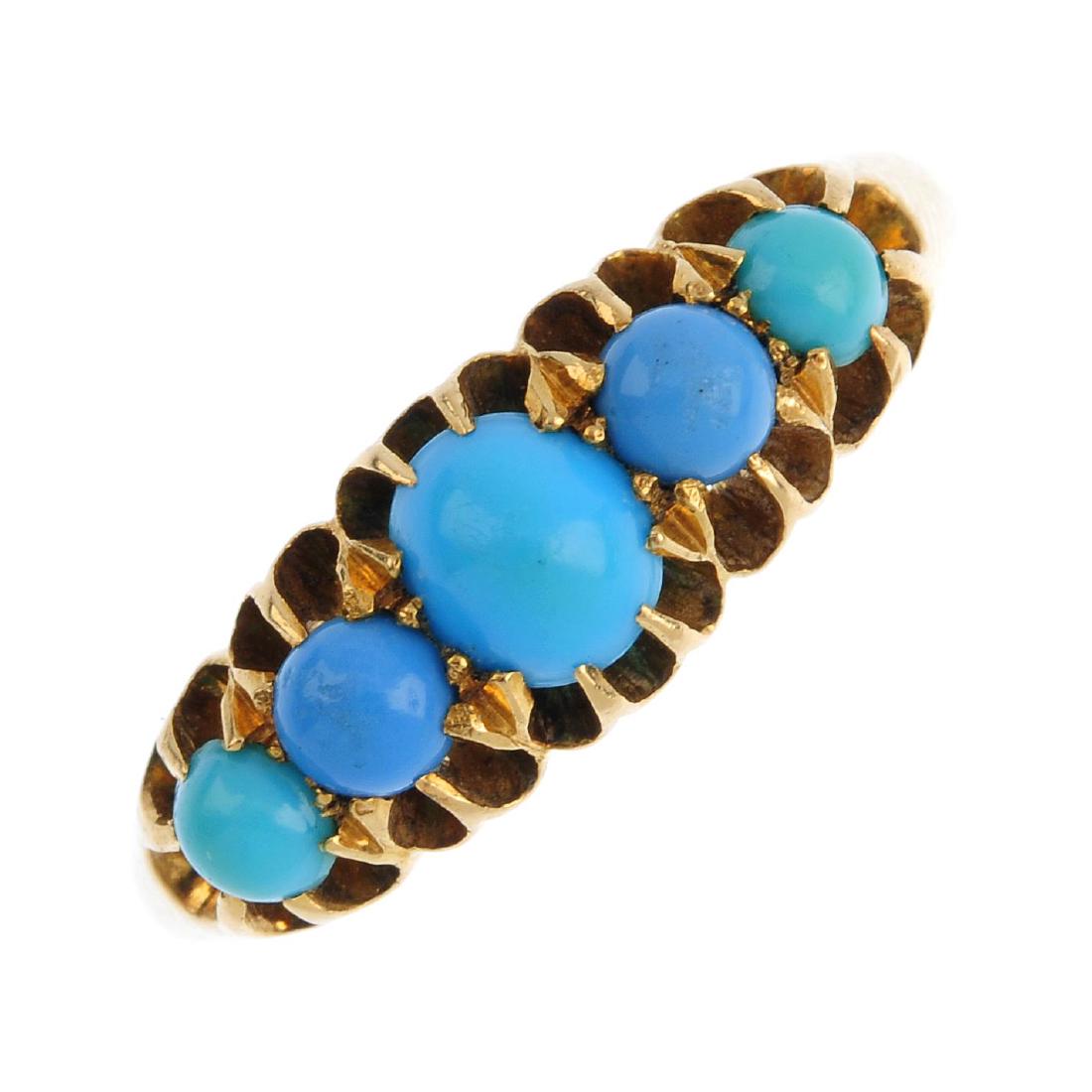 A turquoise and paste five-stone ring. The oval and (1 of 3)