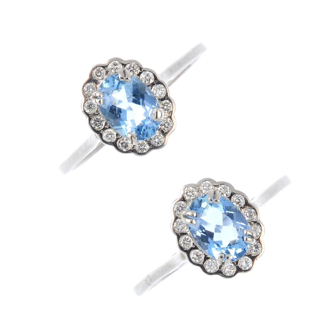 Two gem-set cluster rings. Each designed as an (1 of 4)