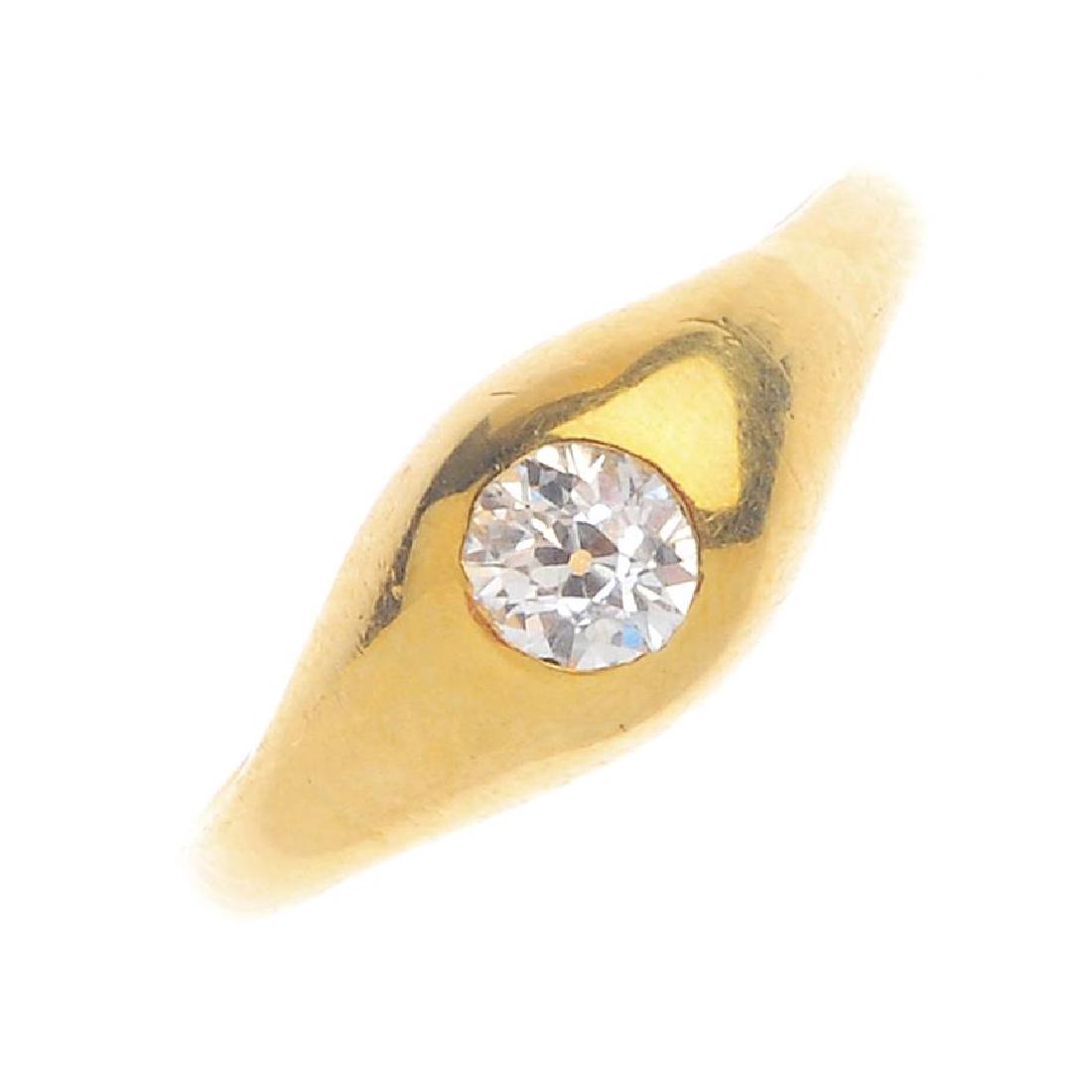 Two items of jewellery. To include an 18ct gold old-cut (1 of 3)