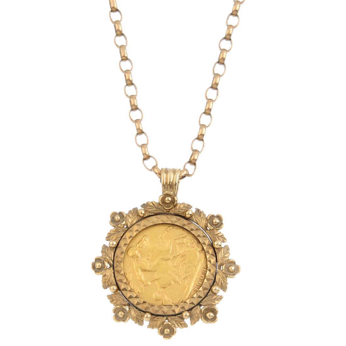 (18165) A belcher-link chain and a full sovereign coin (1 of 4)