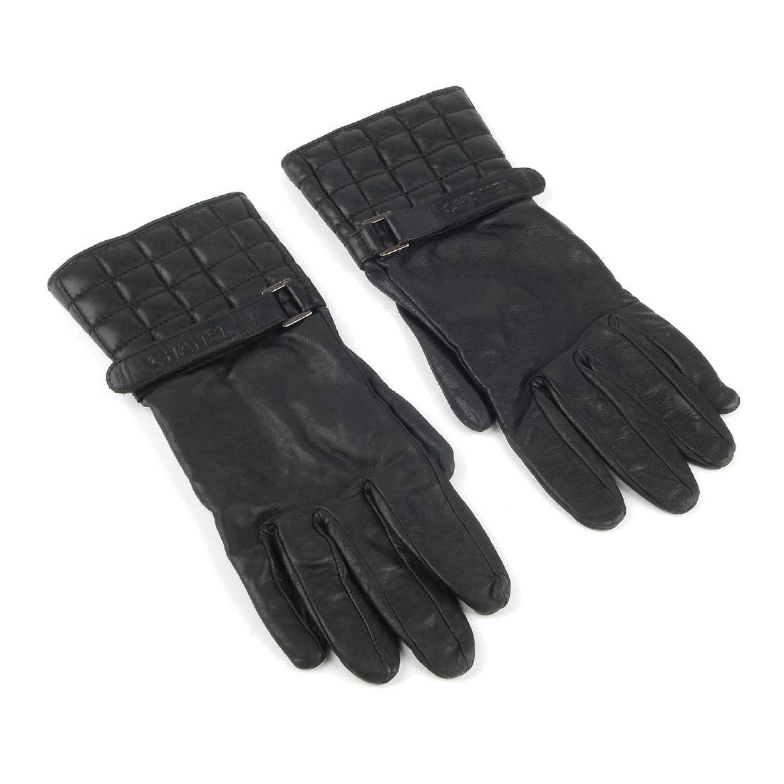 CHANEL - a pair of leather Gauntlet gloves. Crafted (1 of 6)