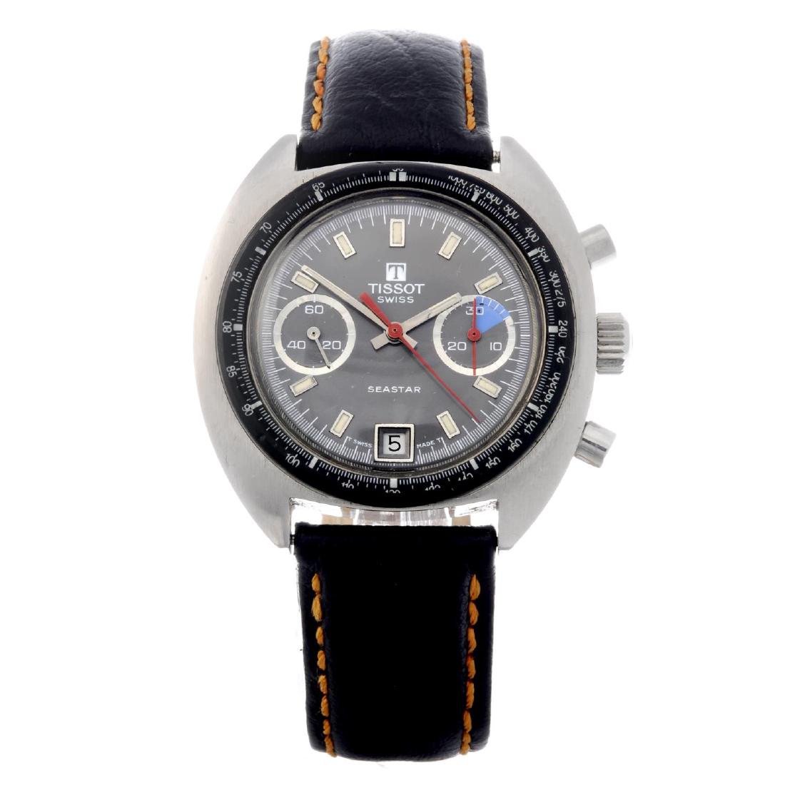 TISSOT - a gentleman's Seastar chronograph wrist watch.: TISSOT - a gentleman's Seastar chronograph wrist watch. Stainless steel case with tachymeter bezel. Numbered 40522-1 15. Signed manual wind calibre 2060. Grey dial with luminous baton hour markers, su