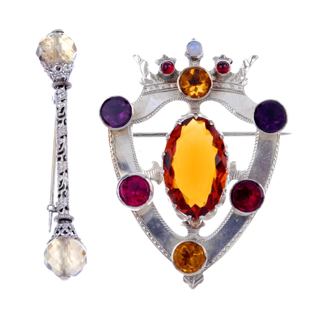 Two Scottish gem-set brooches. The first a bar brooch (1 of 2)