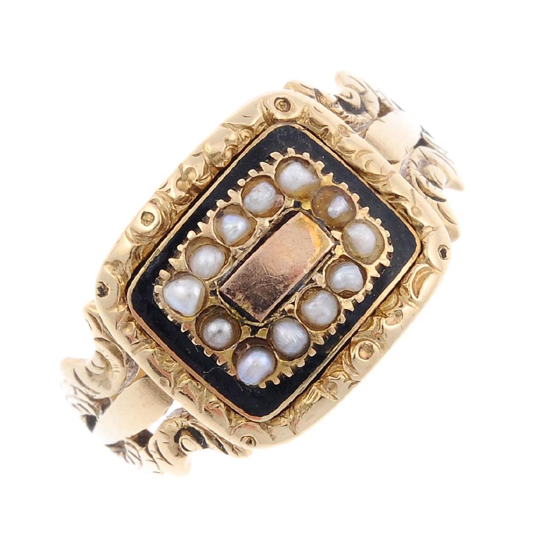 A George IV gold enamel and split pearl ring. The (1 of 6)