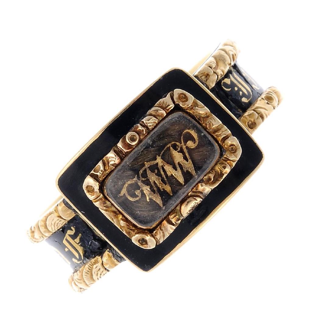 A late Georgian 18ct gold enamel memorial ring. (1 of 3)