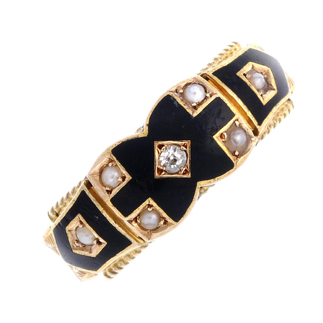 A late Victorian 15ct gold enamel, diamond and split (1 of 3)