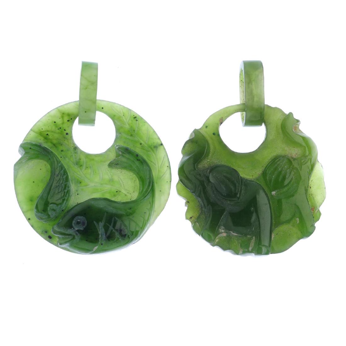 Three nephrite pendants. Each carved to depict a gourd, (1 of 4)