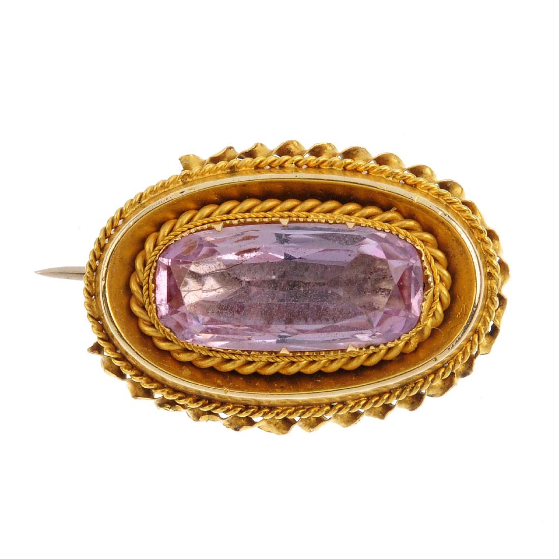 A gem-set brooch and pair of earrings. The brooch (1 of 3)