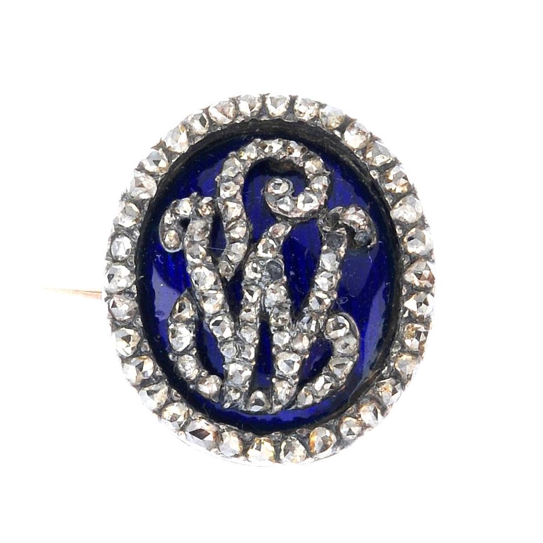 A late Georgian diamond and enamel brooch. The blue (1 of 1)