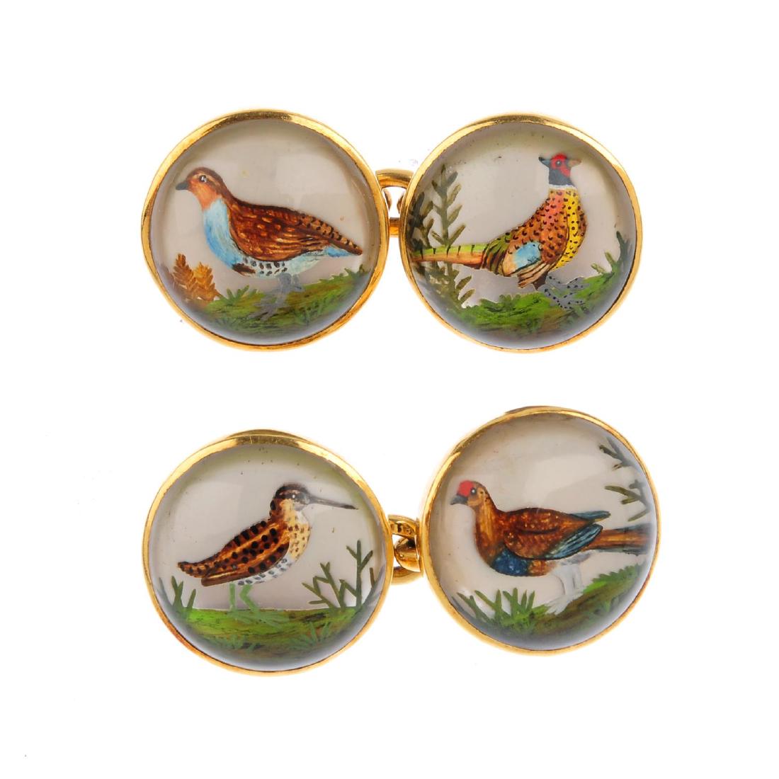 A pair of mid 20th century 18ct gold reverse-carved (1 of 2)