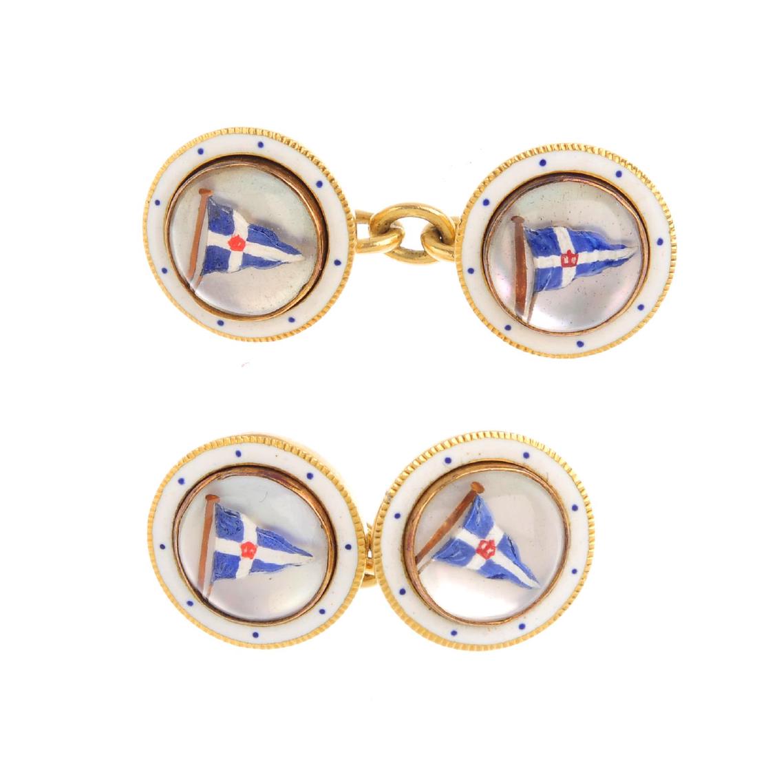 A pair of early 20th century enamel cufflinks. Of (1 of 2)
