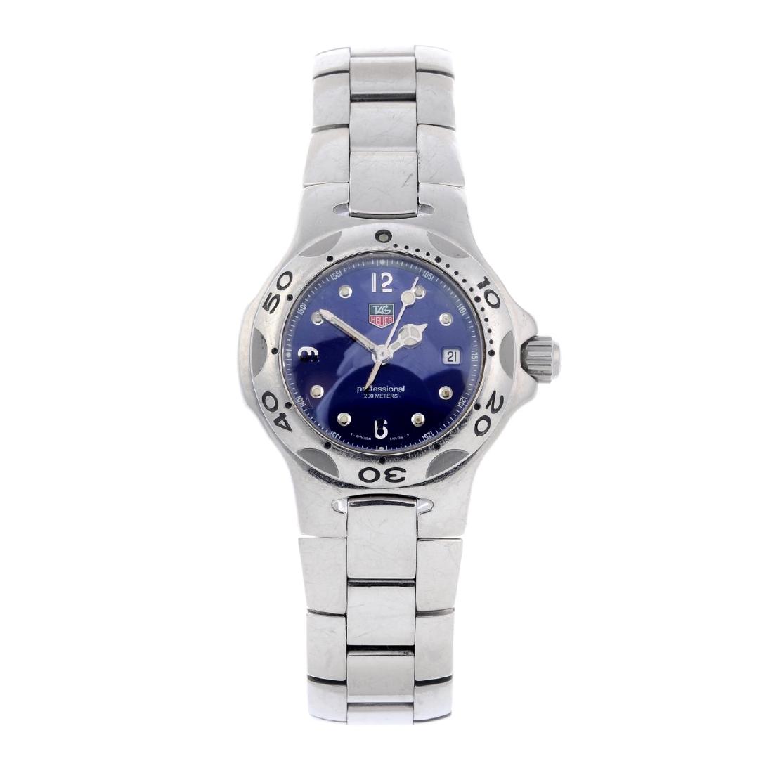 TAG HEUER - a lady's Kirium bracelet watch. Stainless: TAG HEUER - a lady's Kirium bracelet watch. Stainless steel case with calibrated bezel. Reference WL1316, serial KM5567. Signed quartz calibre 1.98 with quick date set. Blue dial with dot hour markers