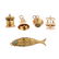Seven charms. To include a 9ct gold fruit basket charm,