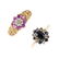 Two 9ct gold diamond and gem-set dress rings. To