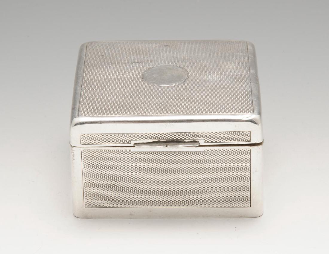 A late Victorian silver mounted table cigarette box, of (1 of 5)