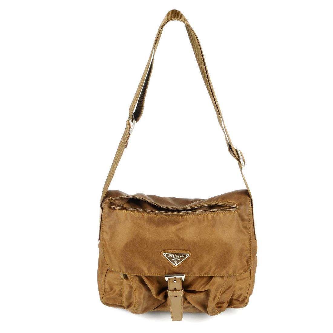 PRADA - a nylon handbag. Designed with a caramel brown (1 of 6)