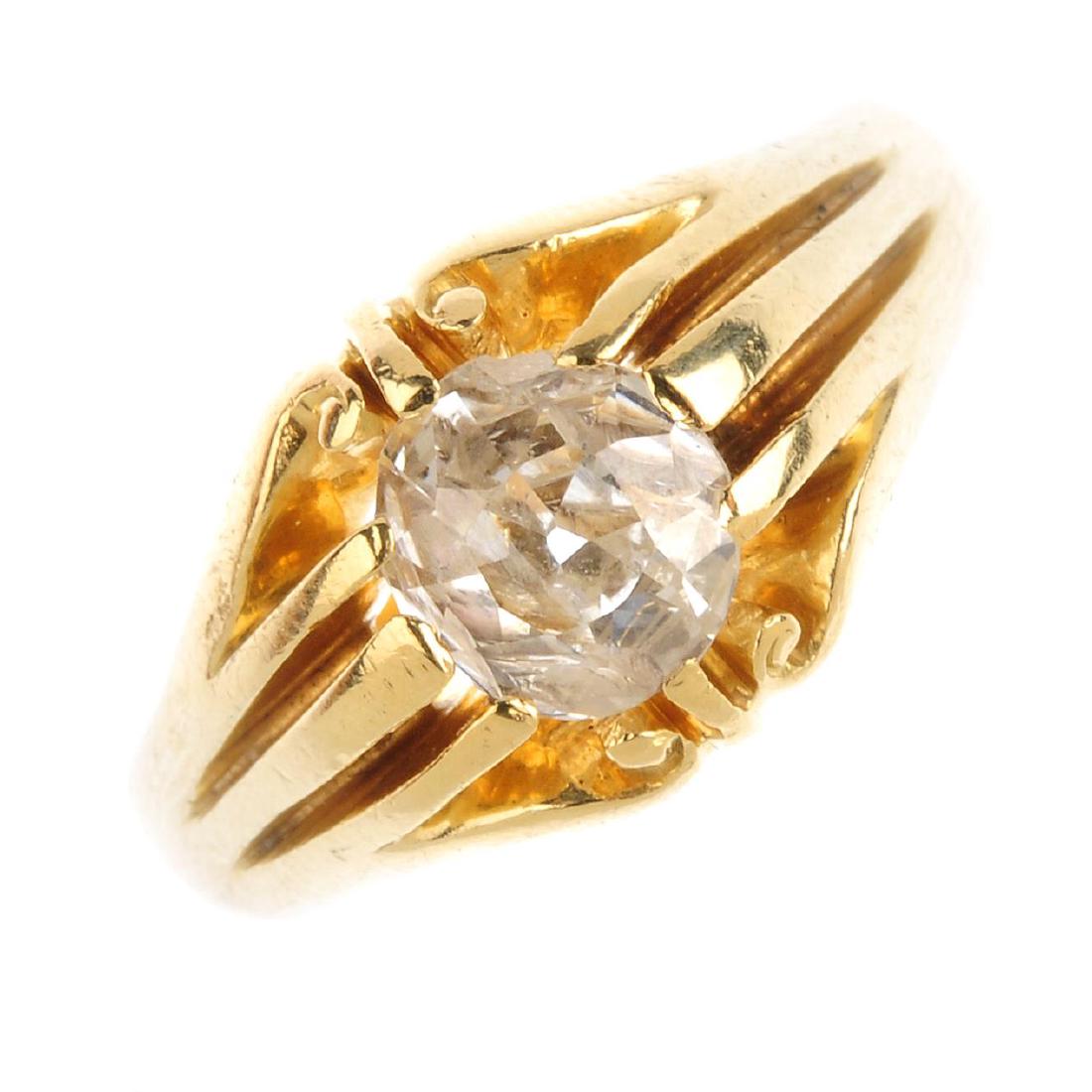 A Victorian 18ct gold diamond single ring. The old-cut (1 of 2)