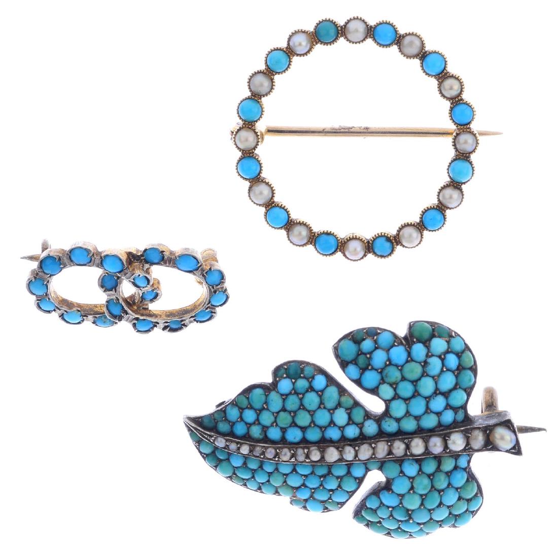 Three gem-set brooches. To include a early 20th century (1 of 2)