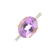 An 18ct gold kunzite and diamond ring. The oval-shape