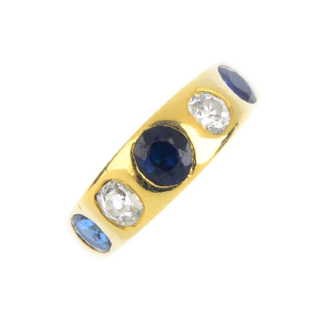 A sapphire and diamond five-stone ring. The alternating (1 of 1)