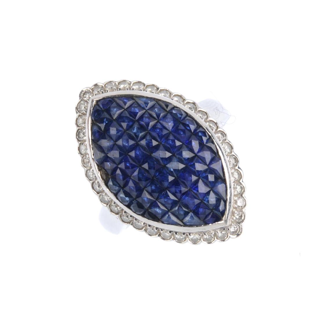 A sapphire and diamond dress ring. The calibre-cut (1 of 3)