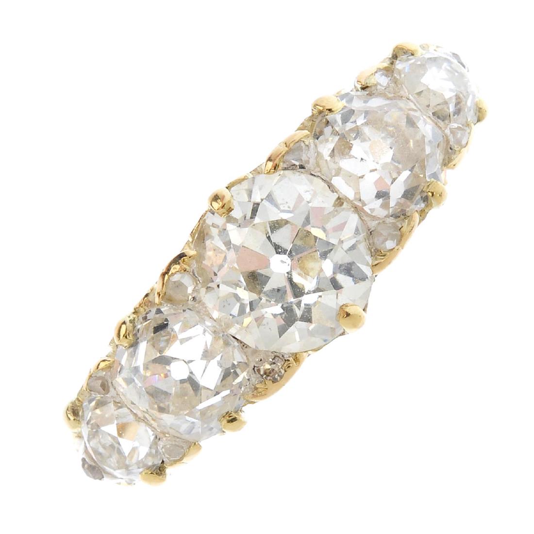 A diamond five-stone ring. Designed as an old-cut (1 of 3)