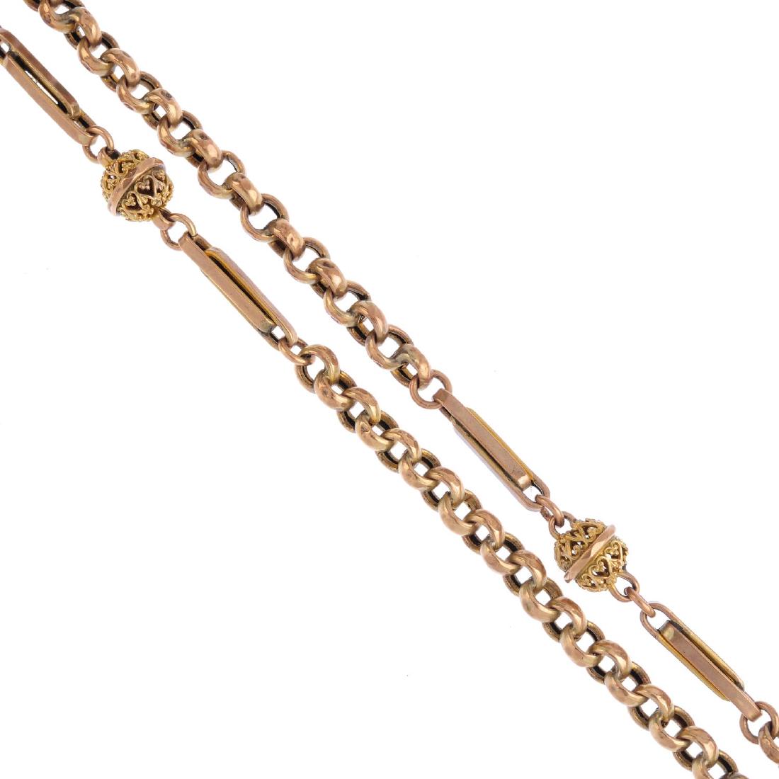 An early 20th century 9ct gold longuard. The (1 of 2)