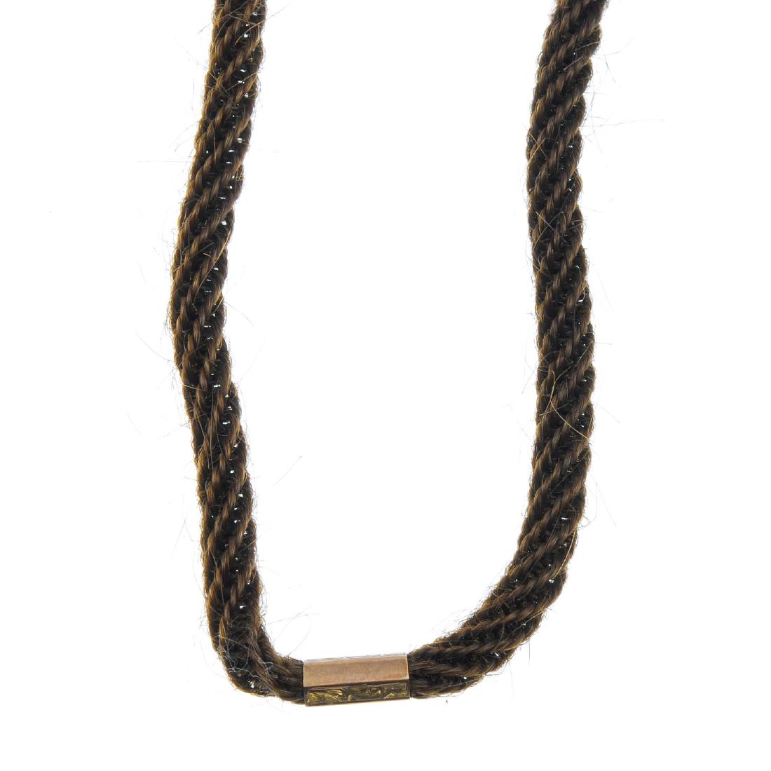 A late Victorian woven hair and 9ct gold Albert chain. (1 of 2)