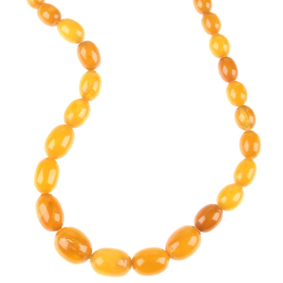 A natural amber bead necklace. Designed as graduated (1 of 5)