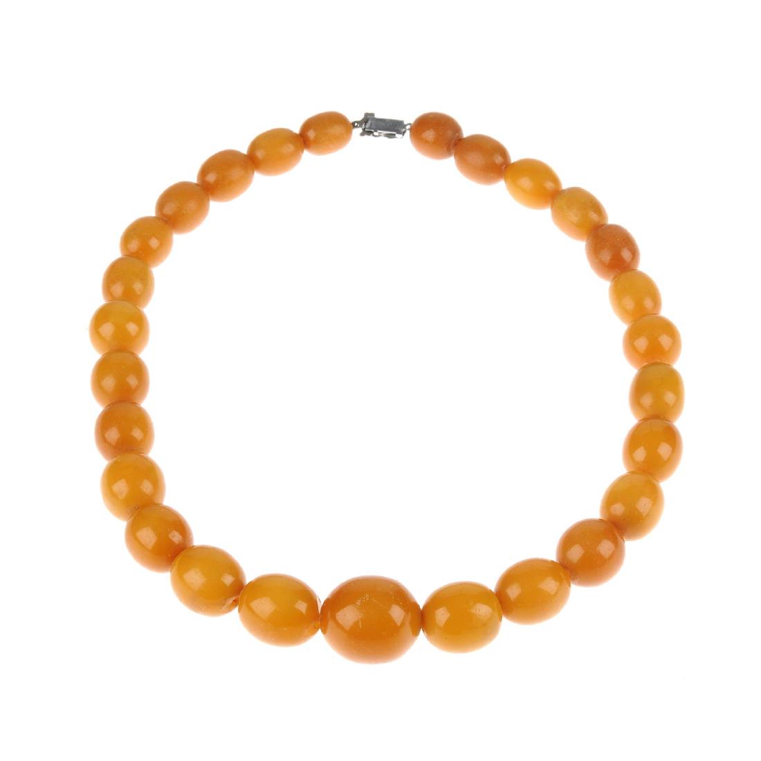 A natural Baltic amber necklace. Designed as a row of (1 of 2)